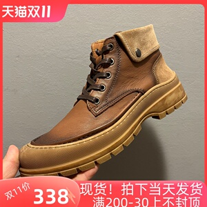 秋冬加绒英伦复古马丁靴2023新款棉鞋真皮高帮短靴系带男鞋子时尚