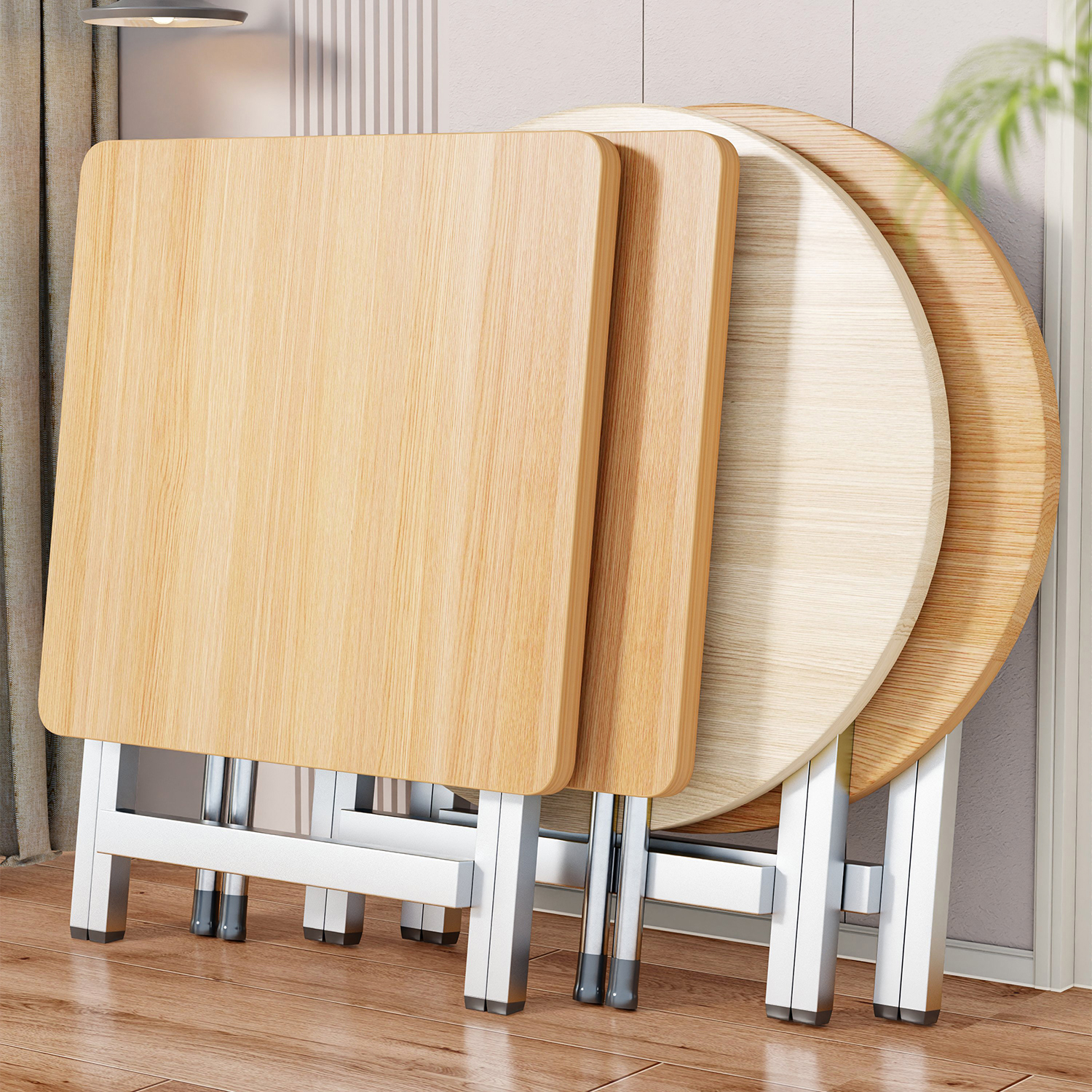 可折叠餐桌家用小桌子简易出租屋圆桌一体式户外便携摆摊吃饭方桌