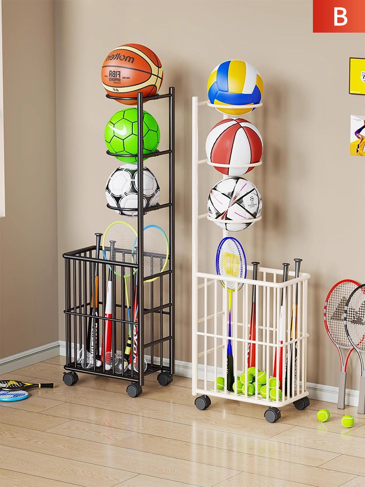 篮球储物架家用轮式可移动足球排球储物架瑜伽垫运动器材储物篮