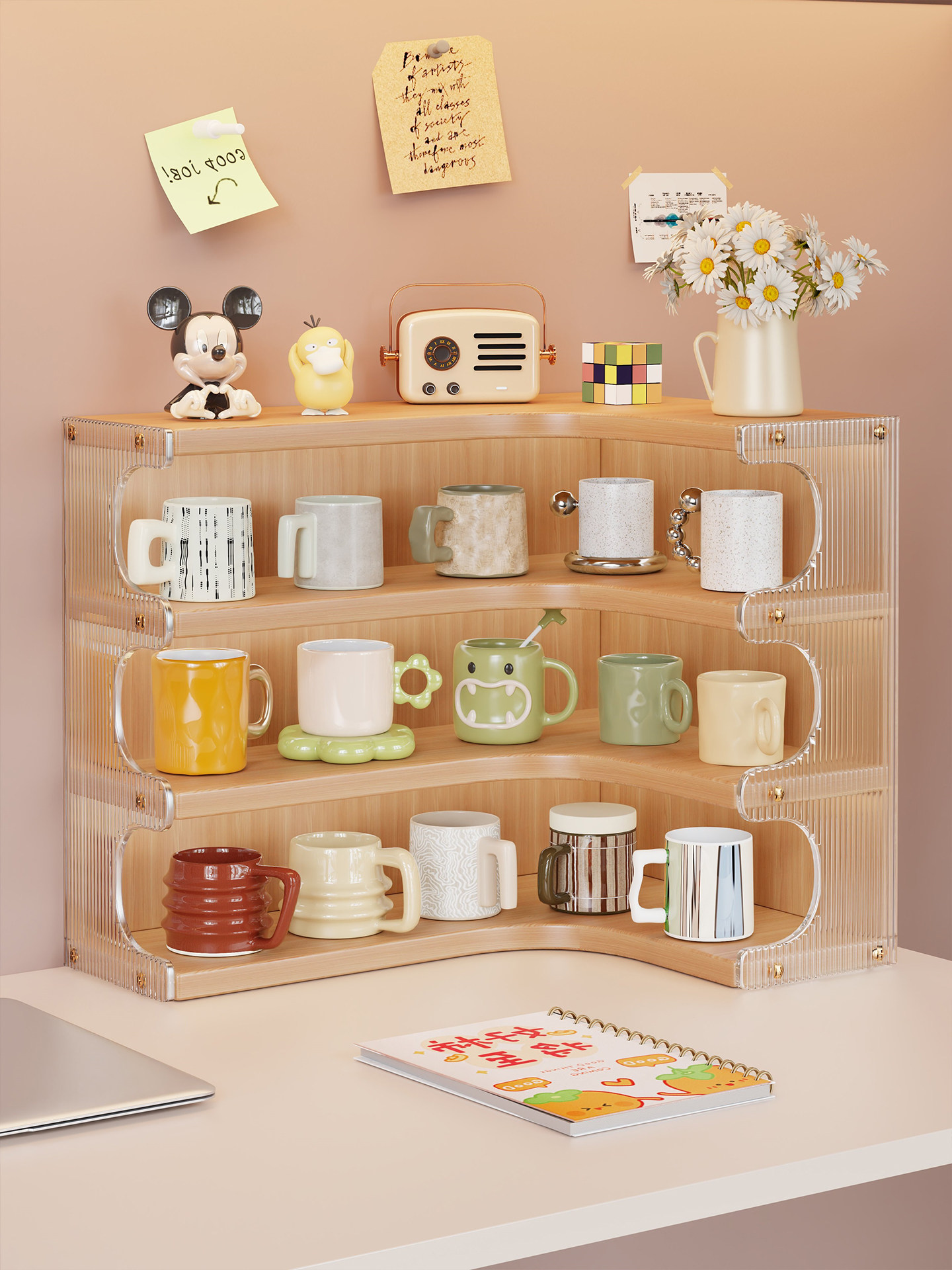 桌面杯子收纳置物架餐桌台面多层杯架餐边柜高级感轻奢水杯咖啡杯