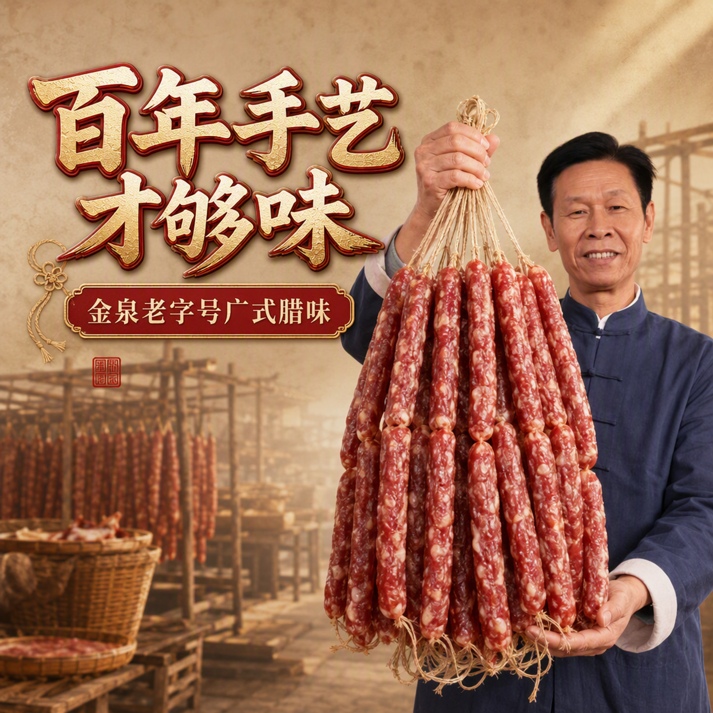 老字号金泉广东非遗0添加腊肠2包图片