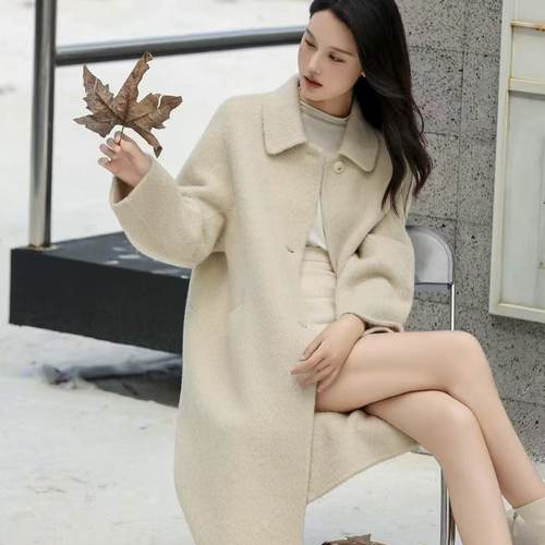 高级韩系苏力羊驼毛大衣