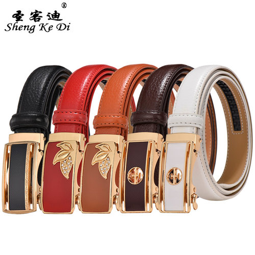 自动扣韩国牛仔裤黑白色女士皮带