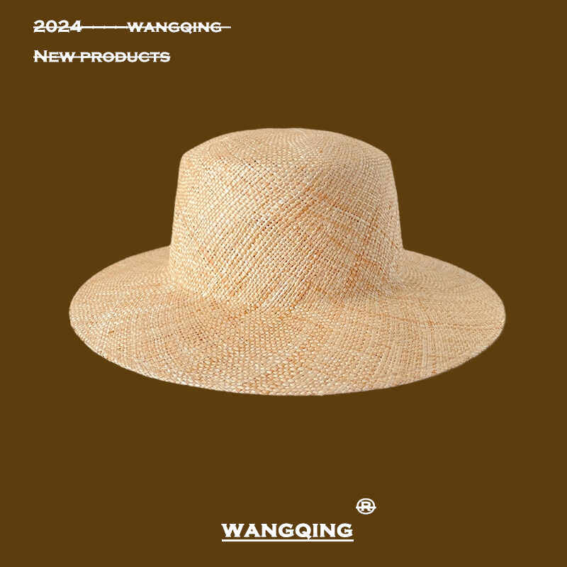 韩版时尚平顶轻便宝草草帽女士户外旅游防晒遮阳沙滩大檐草帽潮帽