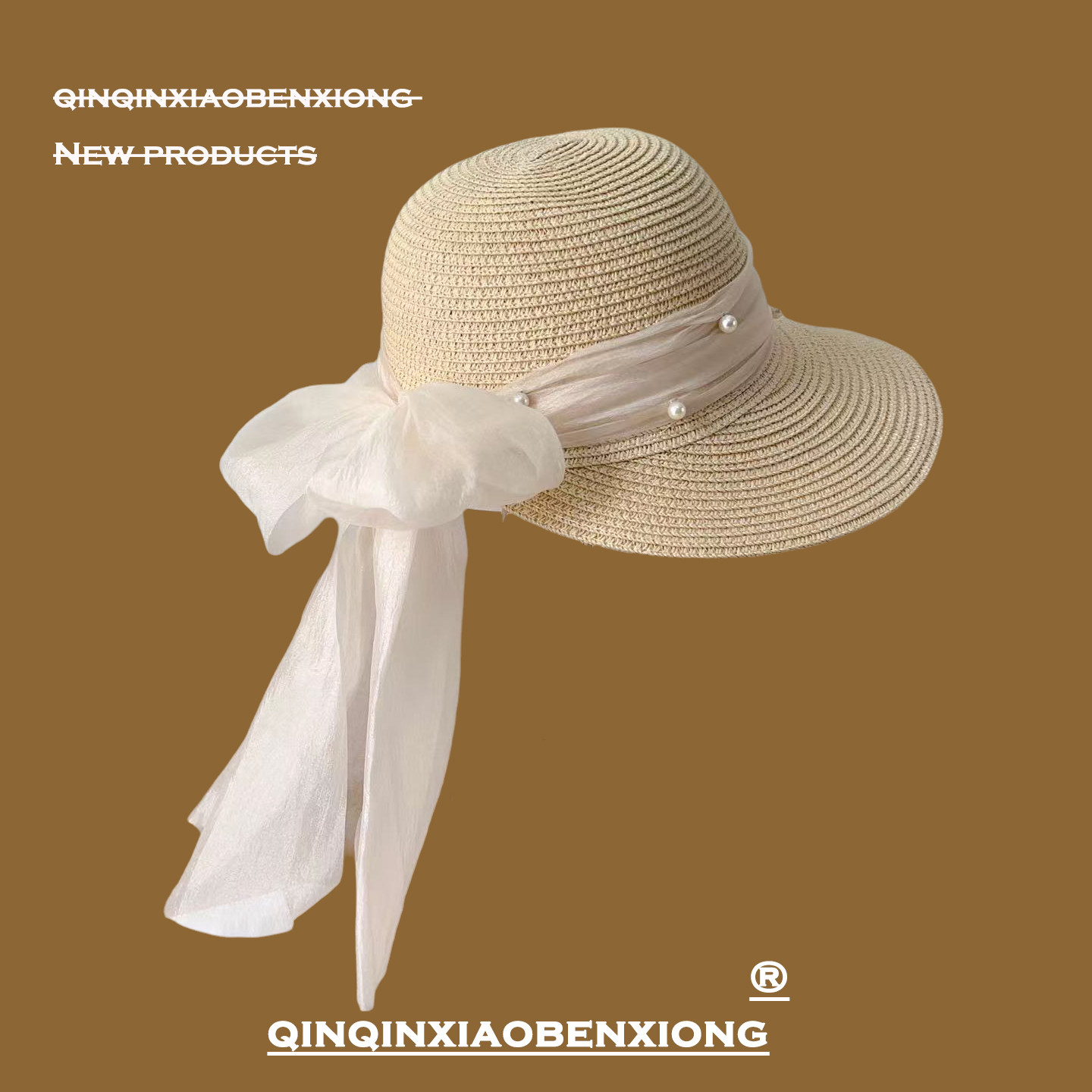 法式复古珍珠蝴蝶结飘带草帽女夏季海边度假遮阳帽显脸小沙滩帽潮,服饰配件/皮带/帽子/围巾,帽子,淘宝优惠券,粉丝福利购,淘宝优惠卷