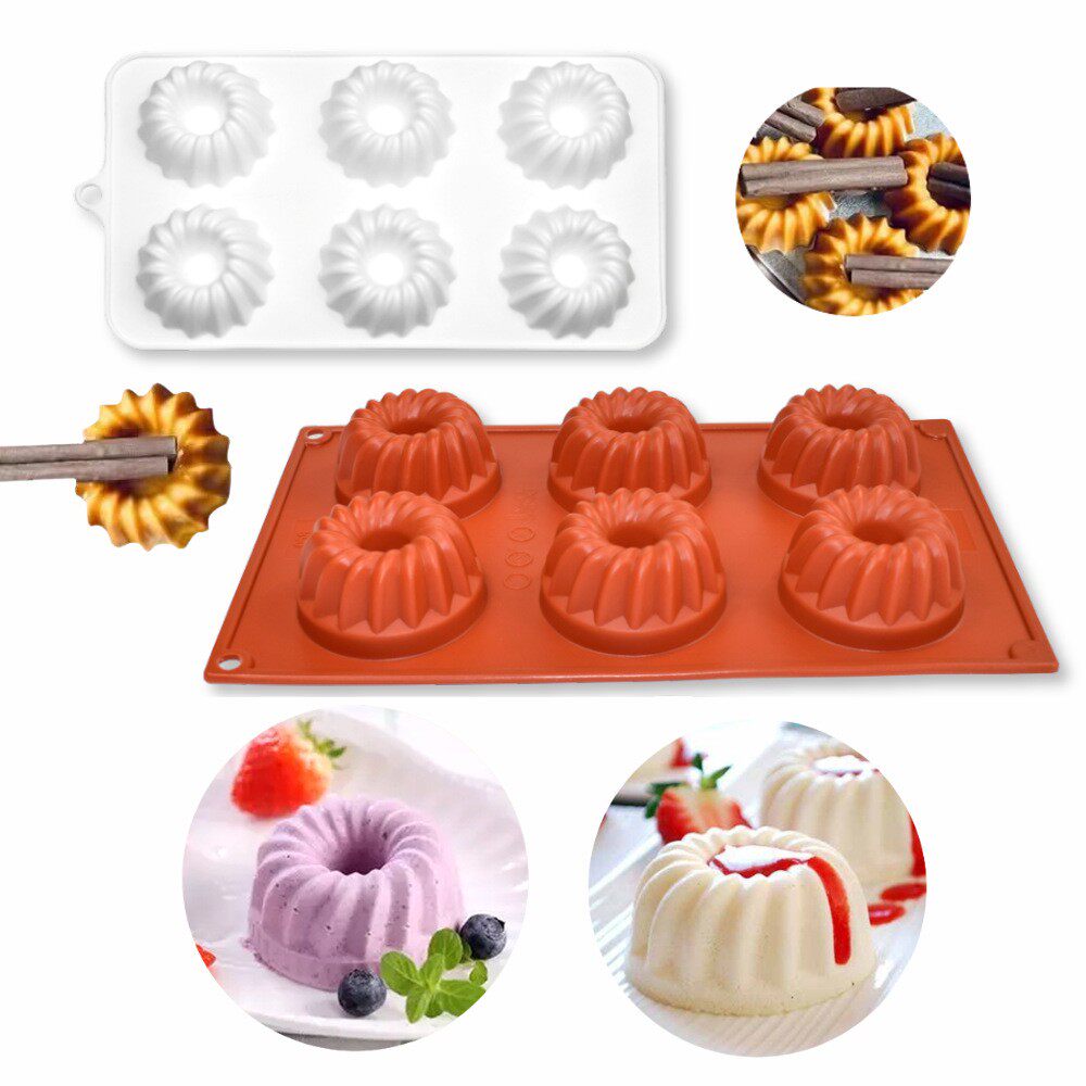 新款6连萨瓦林戚风蛋糕模具 迷你咕咕霍夫巧克力硅胶磨具烘焙工具