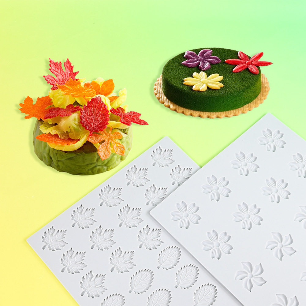 花朵枫叶树叶橙子片分子料理模具图片