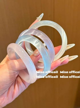 清冷感猫眼石手镯冰透白月光荔枝冻送礼闺蜜新中式琉璃高级感设计