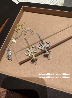 【新品现货】蝴蝶结珍珠项链25ss新款水滴链条项链锁骨链小众轻奢