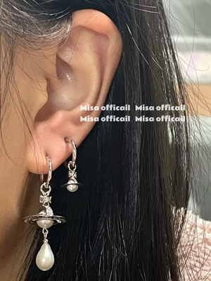 Misa officail｜邓为同款土星天然淡水巴洛克珍珠耳钉耳环精致