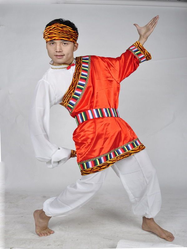 少数民族男装藏袍服饰/舞蹈演出服装/西藏藏族舞台表演服装红色图片