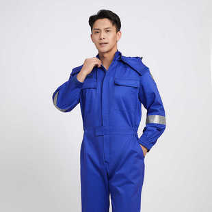 新款宝蓝防阻燃连体服蓝色船员海运连体工装电焊阻燃防烫连体衣