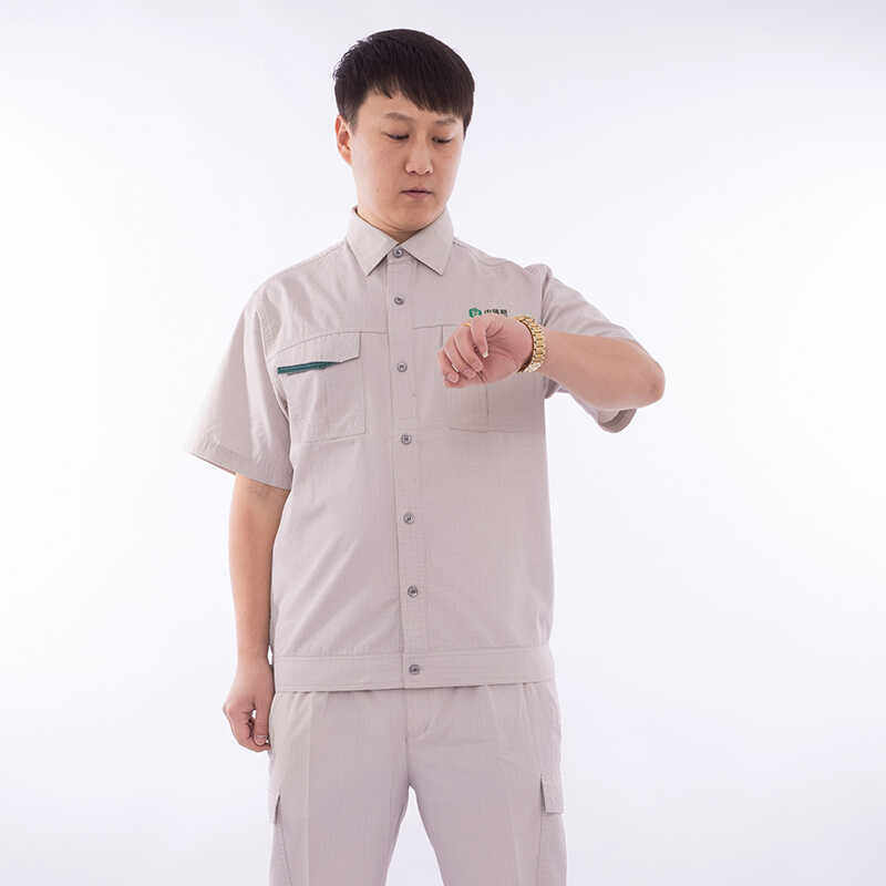 新款浅灰中储粮集团工作服套装防静电库管工装粮库搬运半袖衬衣