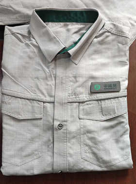 新款夏季防静电浅灰中储粮半袖工作服套装短袖粮库工装库管搬运服