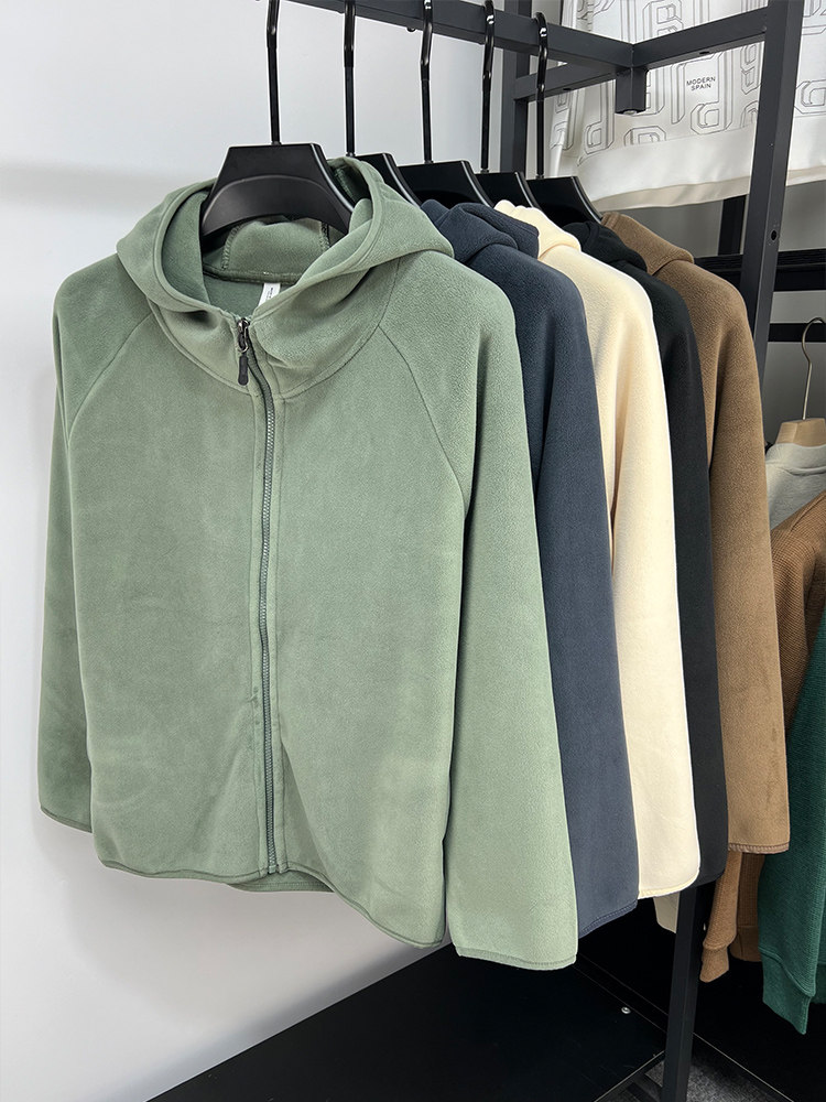 MAROLIO 양면 벨벳 스웨터 카디건 남성 후드 솔리드 컬러 두꺼운 코트 가을 겨울 유행 캐주얼 따뜻한 재킷