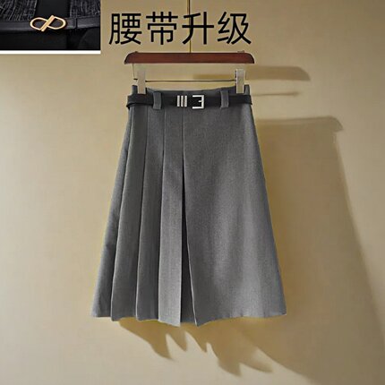 橙夫人职场女装不对称百褶高级高腰百搭遮胯A字西装半身裙