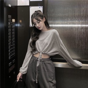 欧美辣妹穿搭女团练习室短款 jazz上衣爵士跳舞衣服泫雅ins风女装