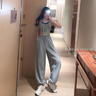 跳爵士舞jazz高腰休闲街舞长裤女夏季运动宽松束脚春秋薄款卫裤子