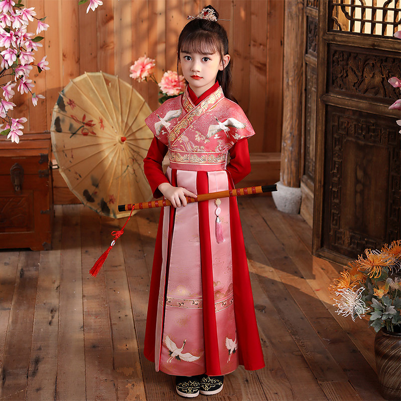 儿童唐装汉服冬季大童中国风演出服男童古风童装女童古装国学服装