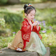 女童汉服春小女孩中国风古风超仙连衣裙儿童唐装襦裙高端汉服裙夏