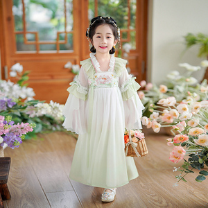 女童汉服夏款小女孩中国风古风超仙连衣裙儿童改良唐装襦裙2024新