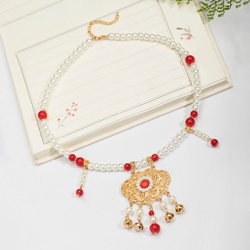 女童汉服项链珍珠璎珞儿童古风宋制吊坠汉元素配饰小女孩颈饰新款