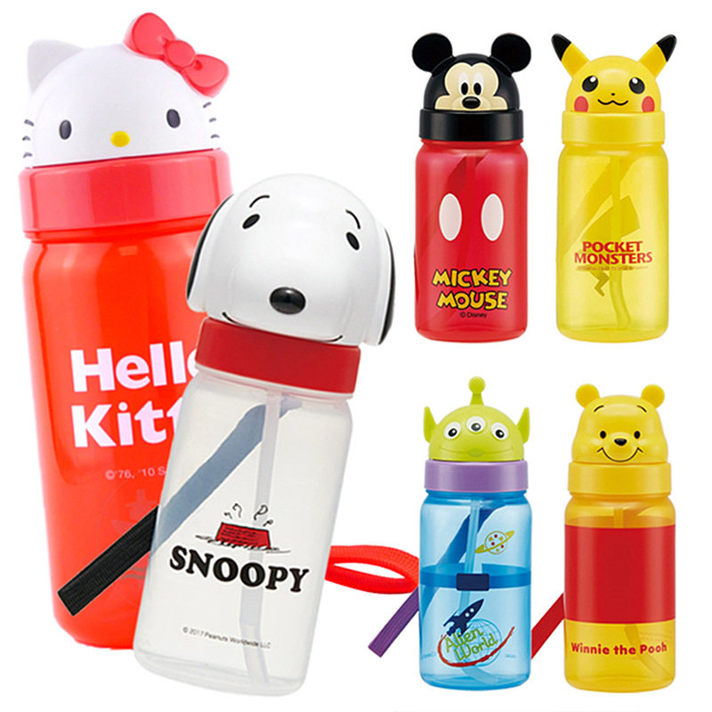 现货日本进口skater米奇史努比吸管杯水杯皮卡丘儿童杯子随手杯