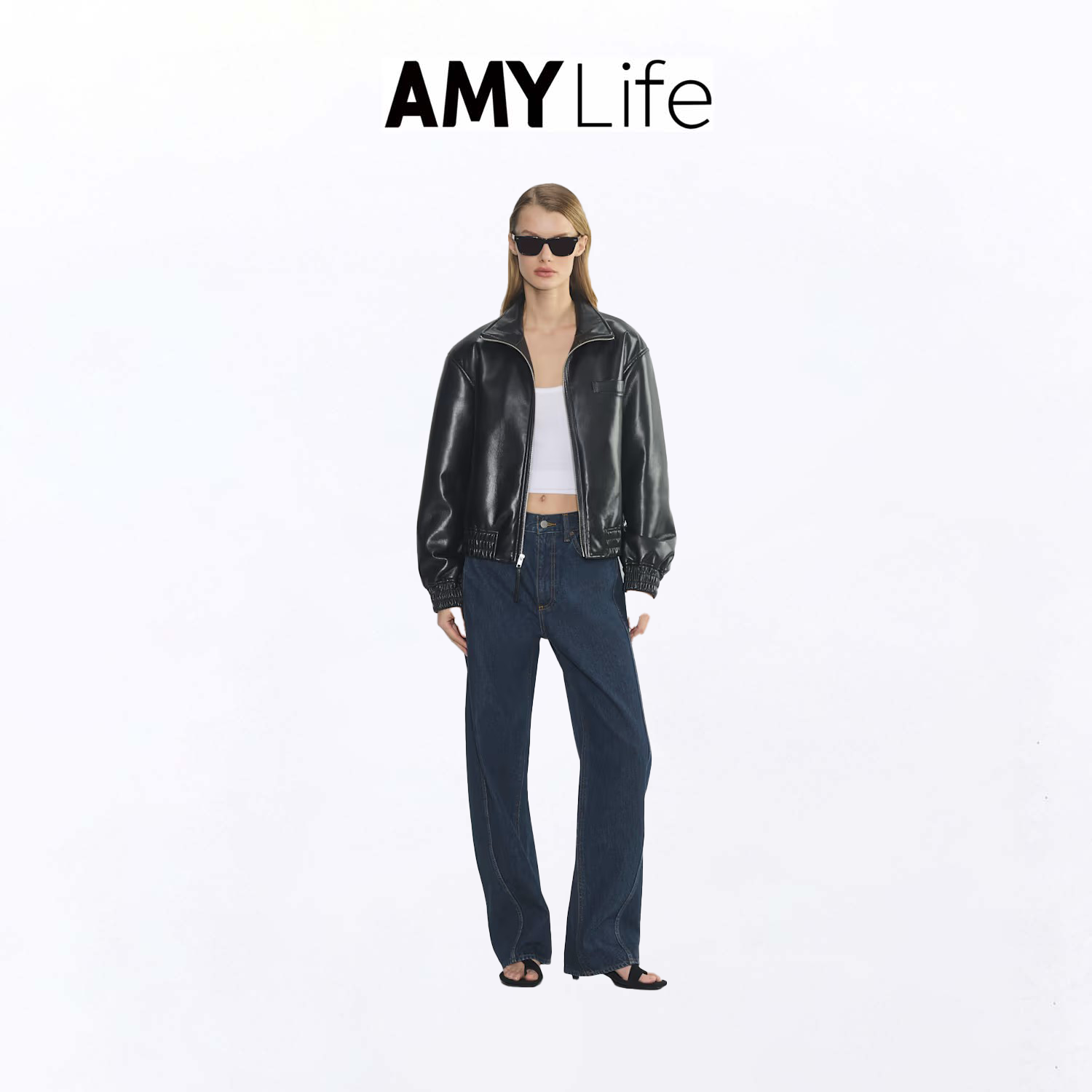 北美代购正品aritzia Denim Forum 90年代接缝高腰桶形百搭牛仔裤