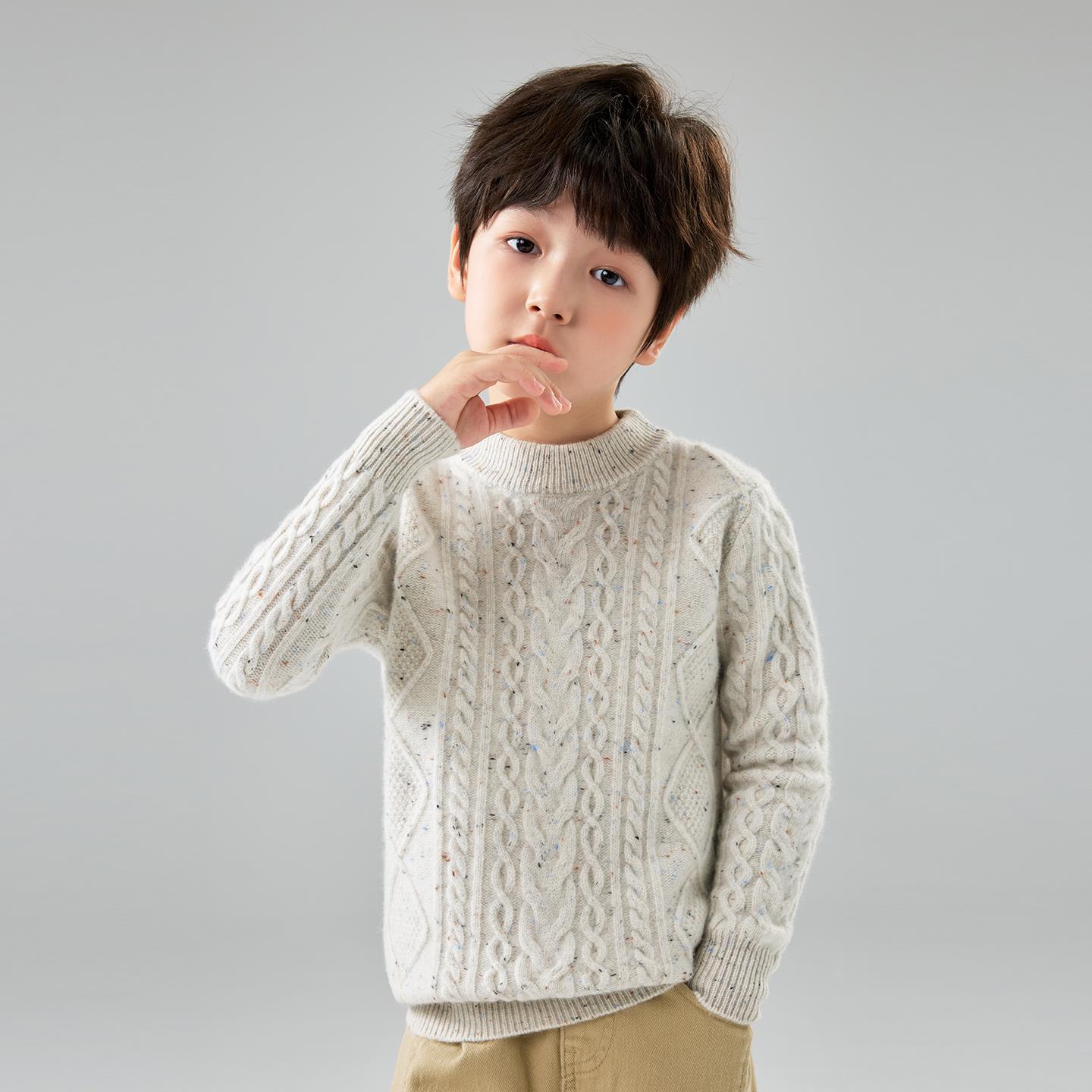 秋冬新款儿童半高领纯羊