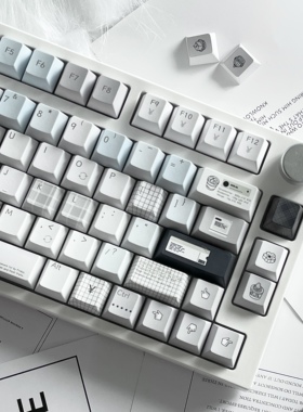 蓝调舒芙蕾键帽 清新蓝色灰色ins风简约设计原厂moa