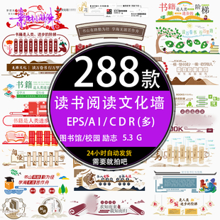 学校园读书馆阅览室阅读标语励志宣传文化背景墙cdr设计模版素材