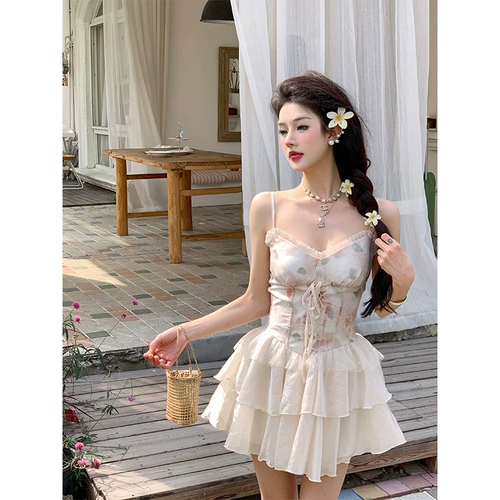 Кружевное платье с бантиком, французский стиль, А-силуэт, юбка-пачка