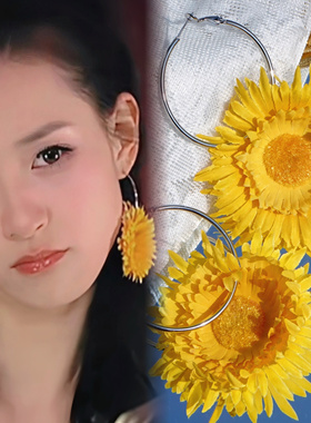 Healing girl爱情公寓林宛瑜同款非洲菊耳环银针耳圈