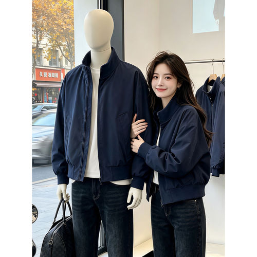 藏青色cleanfit飞行夹克男秋季廓形美式bomber棒球服短款立领外套