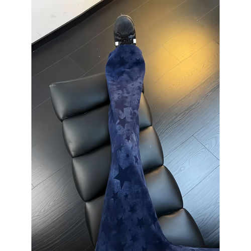 藏青色重磅星星弯刀卫裤男款美式扎染宽松运动裤子垂感直筒休闲裤