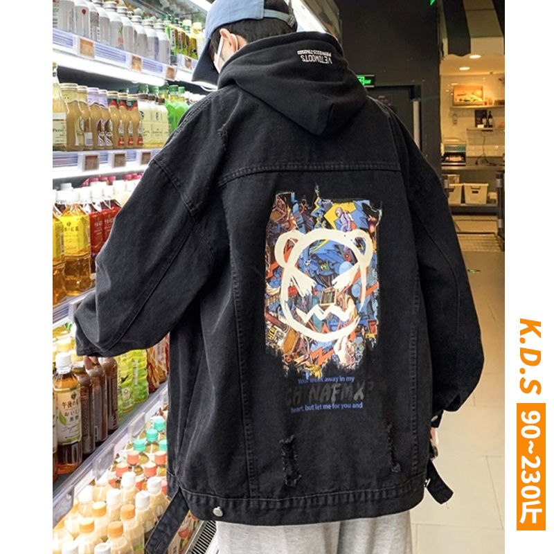 美式工装牛仔外套男秋冬