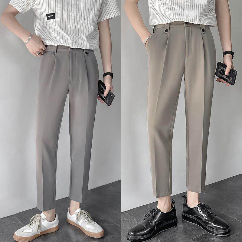 高级感西裤男夏季轻熟风韩版修身小直筒男士休闲裤潮流九分西装裤