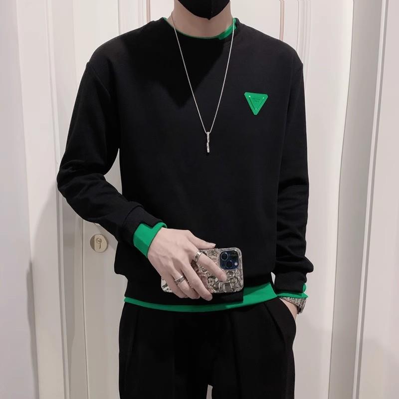 假两件男士卫衣网红新款秋冬季修身长袖t恤潮牌圆领套头打底衫男