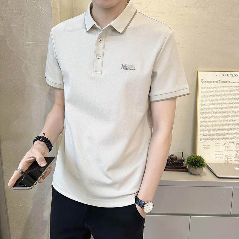 翻领短袖T恤男士冰丝夏装新款潮流修身品牌POLO衫男半袖上衣