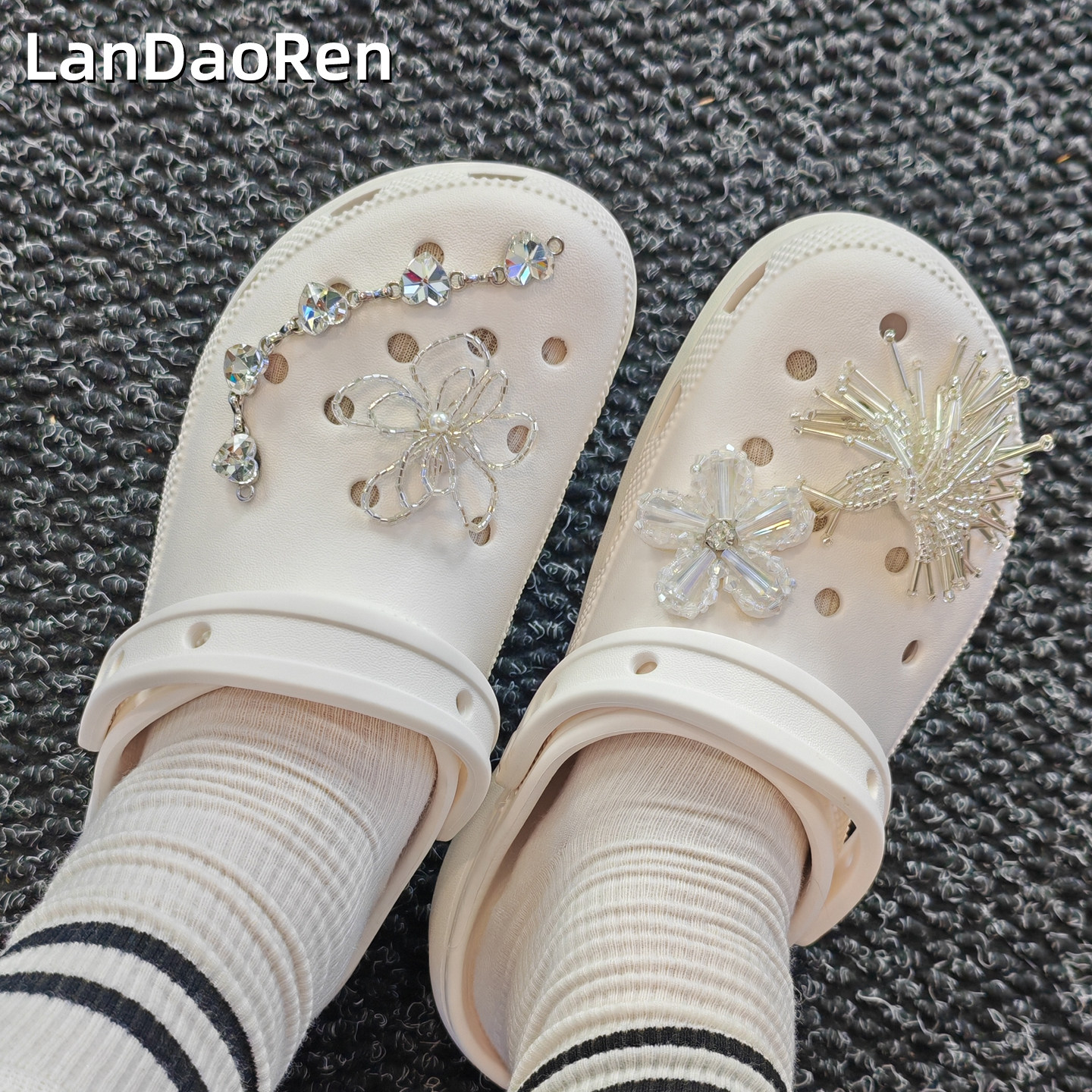 DIY洞洞鞋扣鞋花夏季少女心Crocs卡骆驰装饰水晶厚底鞋可韩版配饰