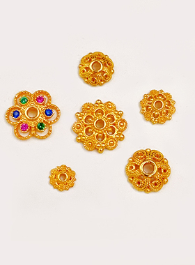 S925银镀金24K隔片花托隔珠镶嵌半成品配饰手工手链项链diy配件