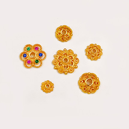 S925银镀金24K隔片花托隔珠镶嵌半成品配饰手工手链项链diy配件