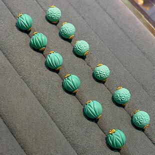 菱镁矿回纹珠莲花珠s925银镀金莲花配件手链项链diy配饰半成品