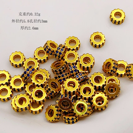 S925银镀金24K手链项链串饰diy手工隔珠半成品925银双排钻隔珠