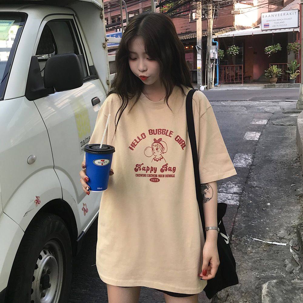 Japanese girl's short sleeve T-shirt girl's summer foreign style versatile student's loose and lazy wind harbor style top