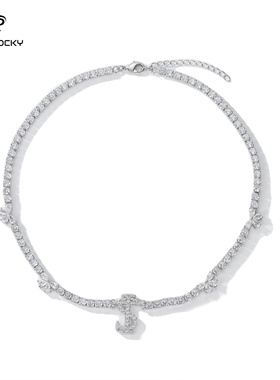 ASAPROCKY艾志恒Asen同款STK锆石满钻蝴蝶颈链项链小众高级嘻哈风