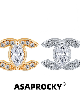 ASAPROCKY欧美嘻哈风莫桑石高级小香风马眼银针小众ins男女款耳钉