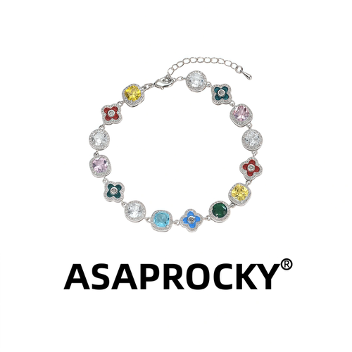 ASAPROCKY彩色四叶草锆石手链