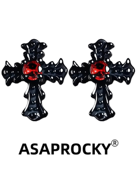 ASAPROCKY暗黑风十字架耳钉嘻哈风男女同款高级感小众ins耳饰耳钉