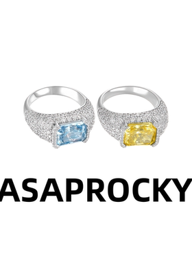 ASAPROCKY冰花切八角满钻戒指嘻哈男女同款轻奢简约高级送礼戒指
